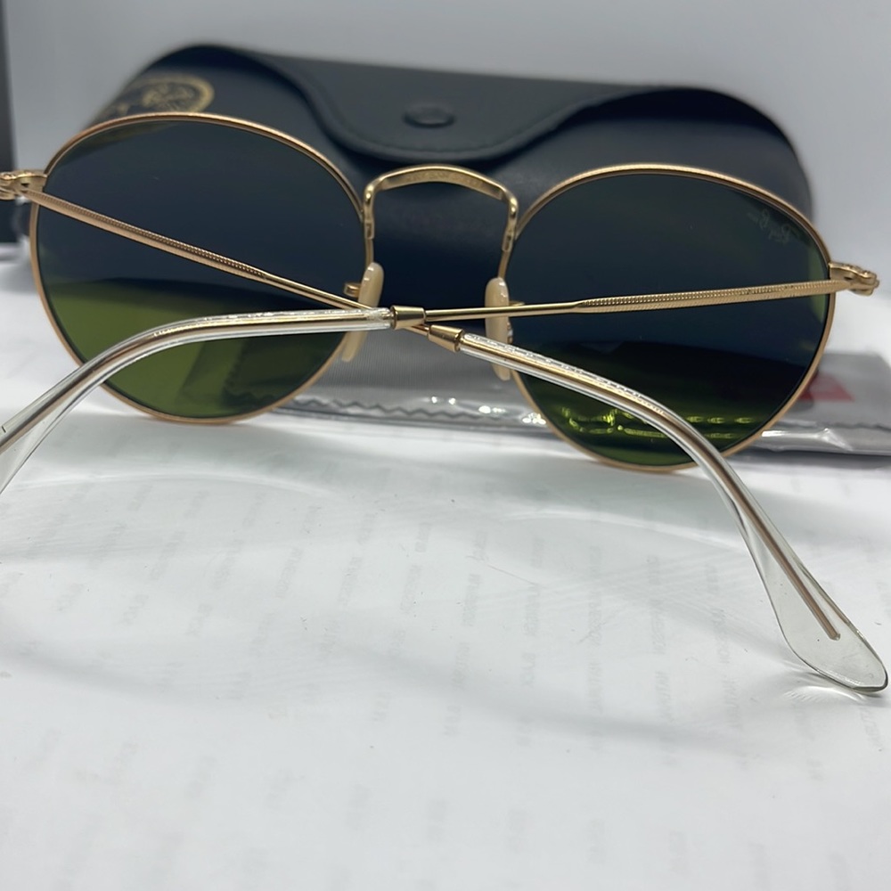 BNWT Rayban Round RB3447 Gold/Blue mirror 50-21-145 - Picture 6 of 9